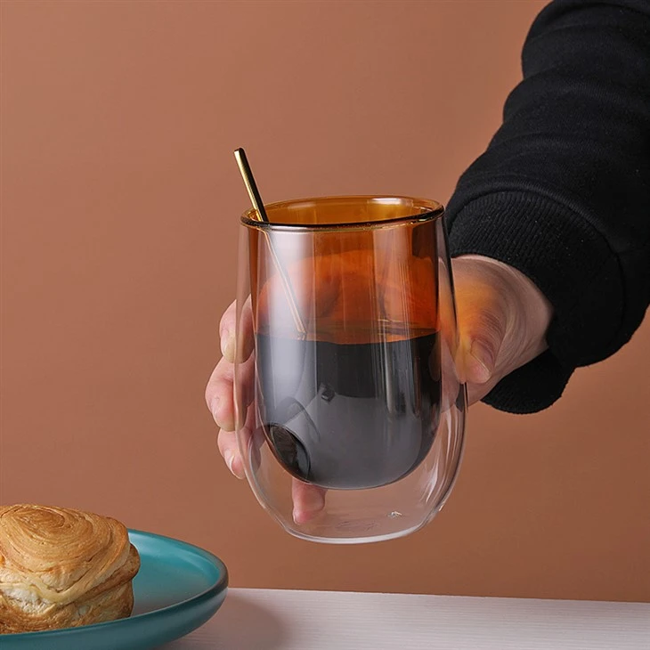 Double Wall Glass Tumbler With Coloured