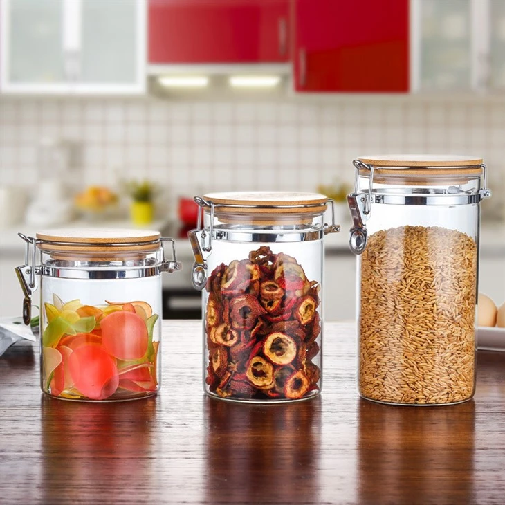 Glass Jars With Bamboo Lids, Glass Food Jars With Lock Lids